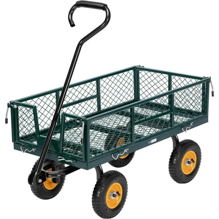 Specstar Mesh Steel Garden Cart With Removable Sides, 34"&amp;times;18" With 8 Inch Wheels, 550 Lbs Capacity (green)
