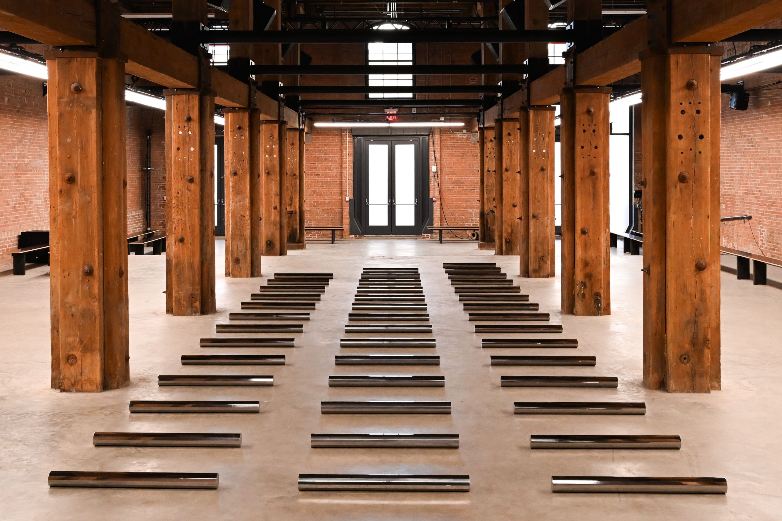 Calvin Klein Collection’s showspace featured the work of pioneering American Minimalist Walter De Maria
