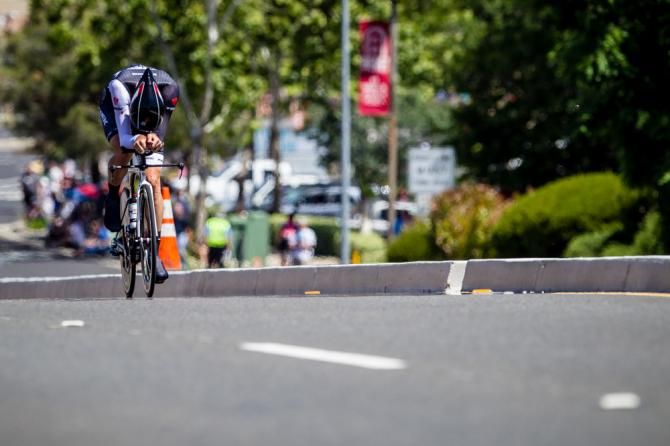 Jesse Sergent (Trek) keeps his head tucked in tight and comes in fifth place
