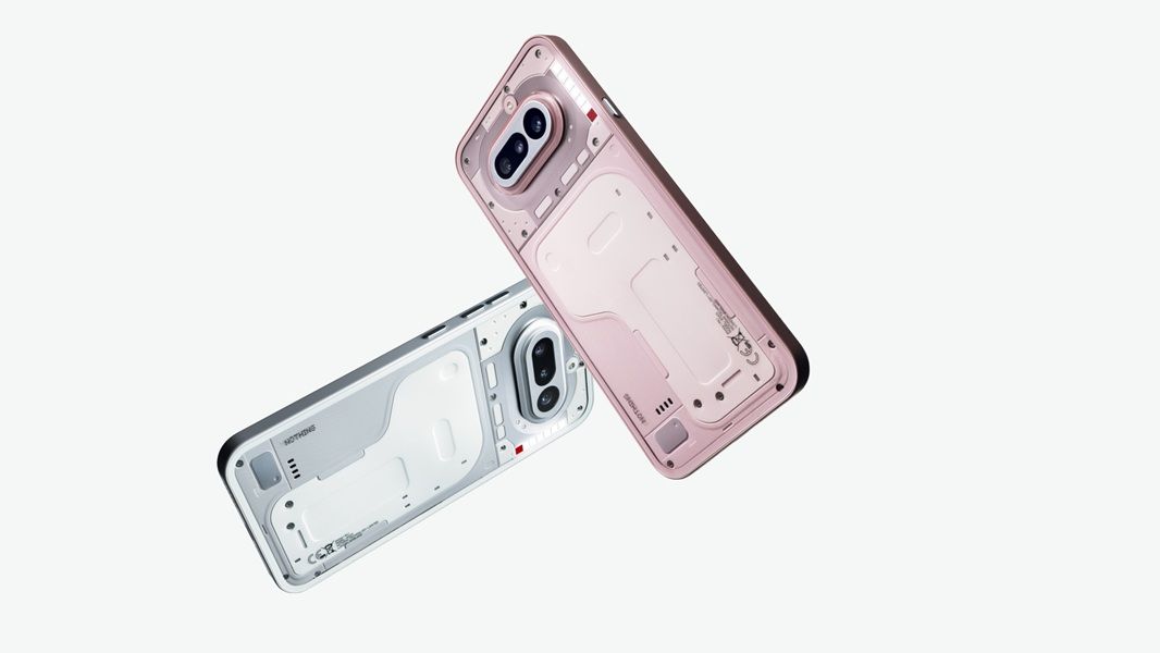 The Nothing Phone 4a in pink and white colorways.