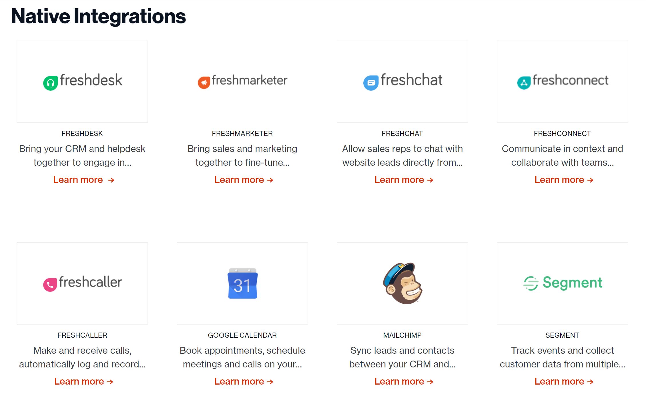 Freshsales' integrations with third-party apps