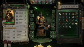 A character screen and inventory in Rogue Trader, one of the best Warhammer games.