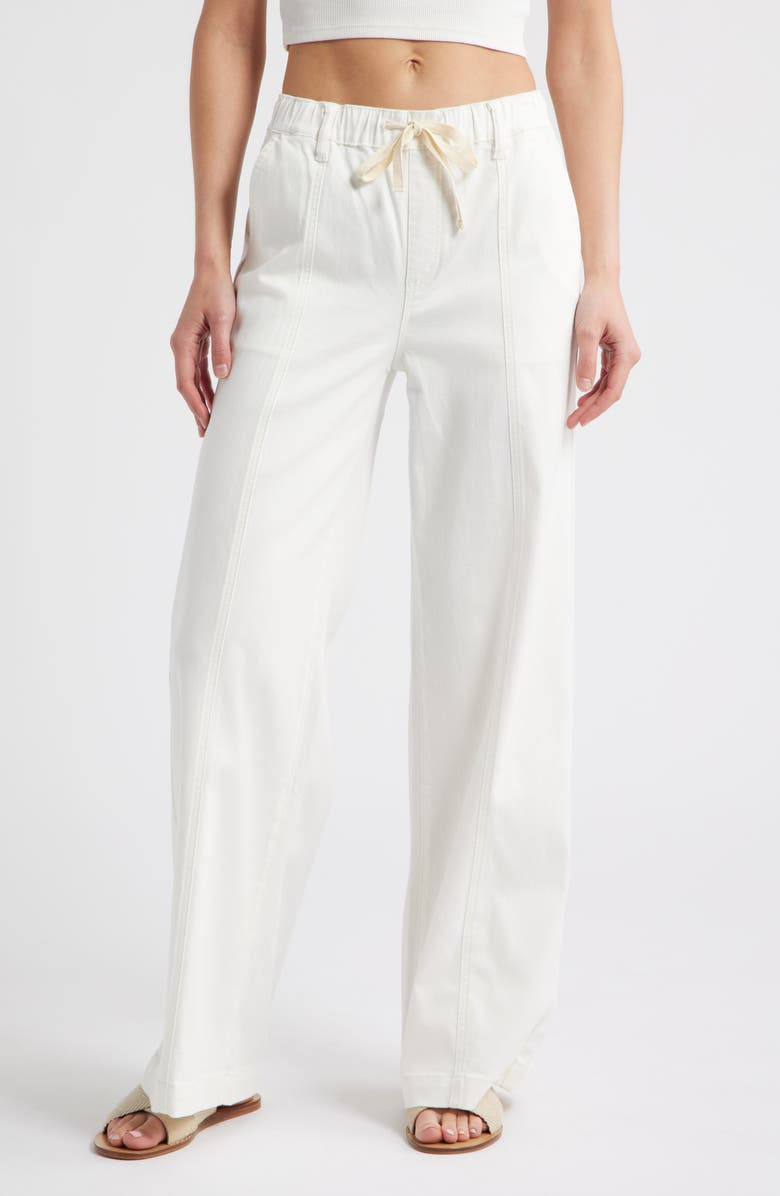 High Waist Wide Leg Drawstring Jeans