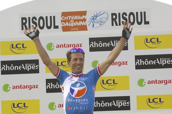 Nicolas Vogondy (Bbox Bouygues Telecom) on the podium after a stage win
