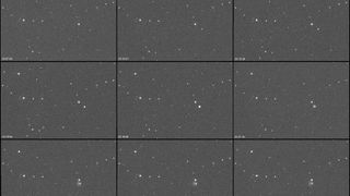 A sequence of images showing the brightening of asteroid Didymos immediately after the impact of NASA's DART spacecraft.