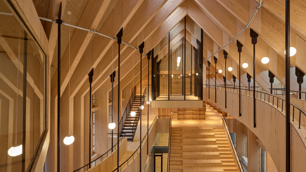 Wooden church-like interior