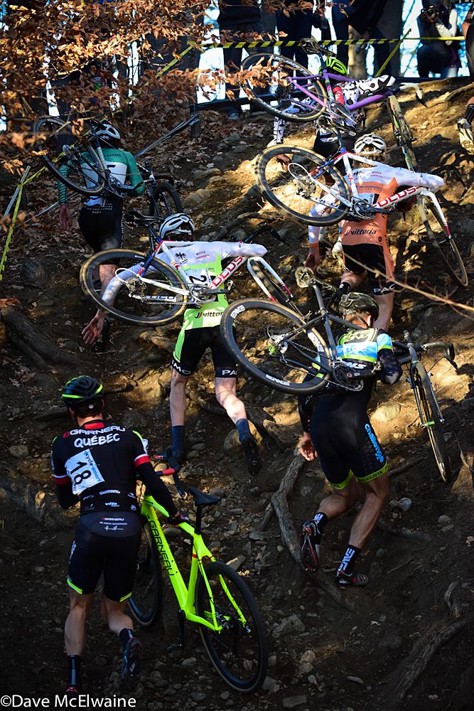 A group of seven racers were chasing Gagne on lap two