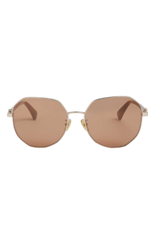 Max Mara Emmea Round-frame Brass Sunglasses - selfridges