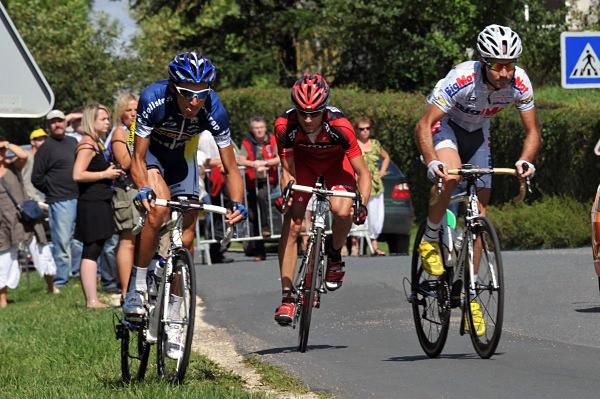 St&eacute;phane Rossetto (Vacansoleil), Martin Kohler (BMC) and Maxime M&eacute;derel (Big Mat-Auber 93)