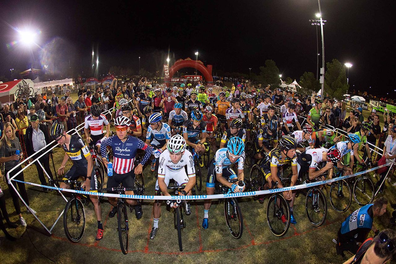 Wout Van Aert on the front of the grid at CrossVegas.