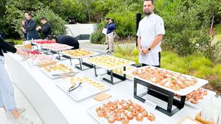 Apple Event 2023 catering outside at Apple Park lots of berries
