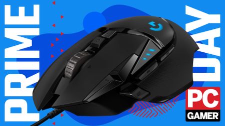 Logitech gaming mouse on a Prime Day background