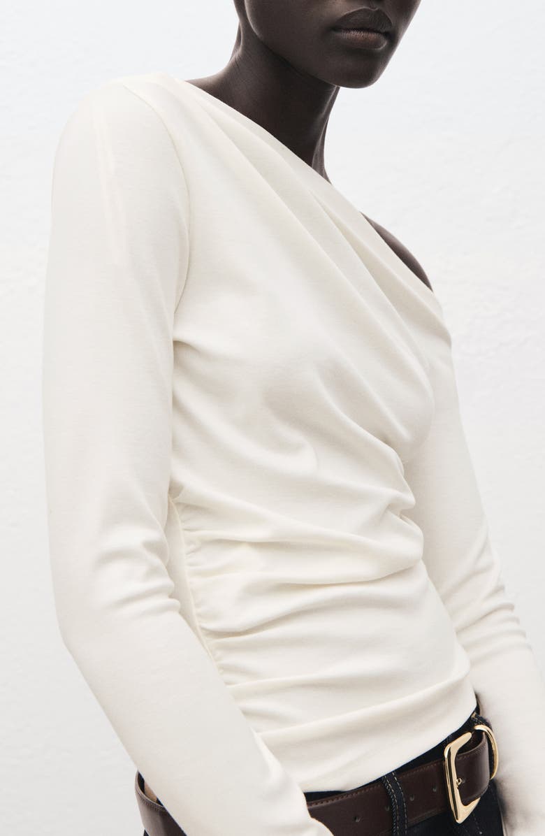 Ruched Asymmetric Stretch Cotton & Modal Top