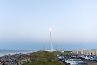 A suborbital Terrier Improved Malemute sounding rocket launches from NASA's Wallops Flight Facility on Wallops Island, Virginia, on Aug. 14, 2018. The rocket carried eight student-built experiments to an altitude of 98.5 miles (158.5 kilometers).