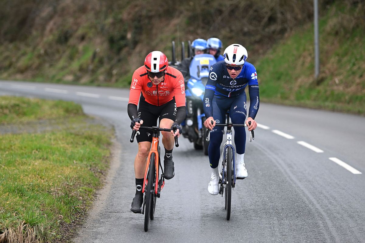 Ben Swift and Thibaud Gruel get into the day's breakaway