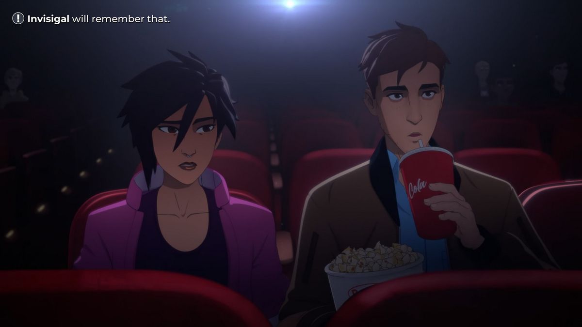 Invisigal and Robert at the cinema in Dispatch