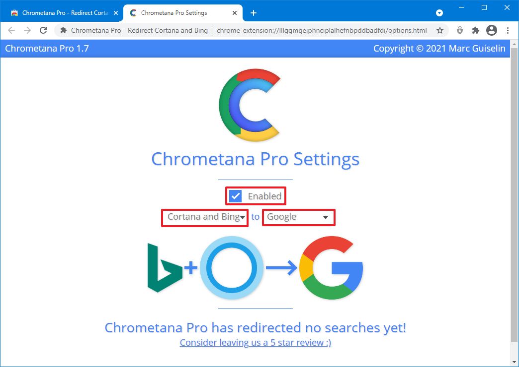 Change Windows Search search engine in Chrome