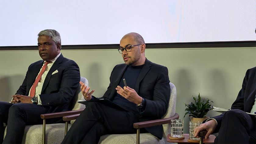 Demis Hassabis, CEO and founder of Google DeepMind, pictured on stage alongside Google Cloud CEO Thomas Kurian, at the Gemini for the United Kingdom event in London. 