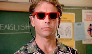 Summer School Mark Harmon in class with sunglasses and a Hawaiian shirt