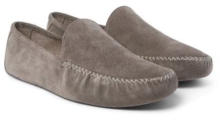 Loro Piana Maurice Cashmere-Lined Suede Slippers