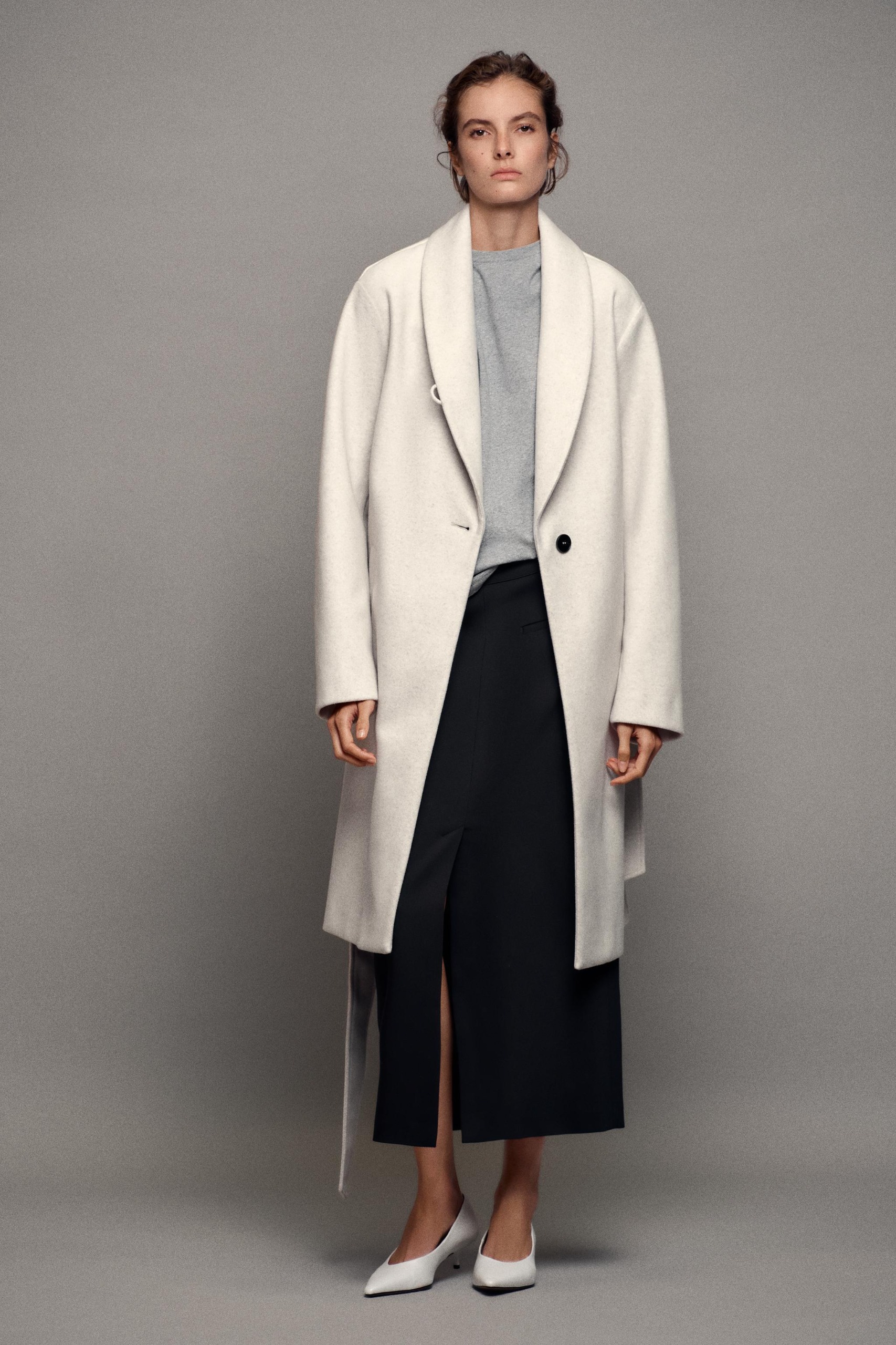 Soft Belted Coat - Ecru - Xs