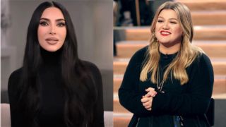 Kim Kardashian on The Kardashians and Kelly Clarkson on The Kelly Clarkson Show.