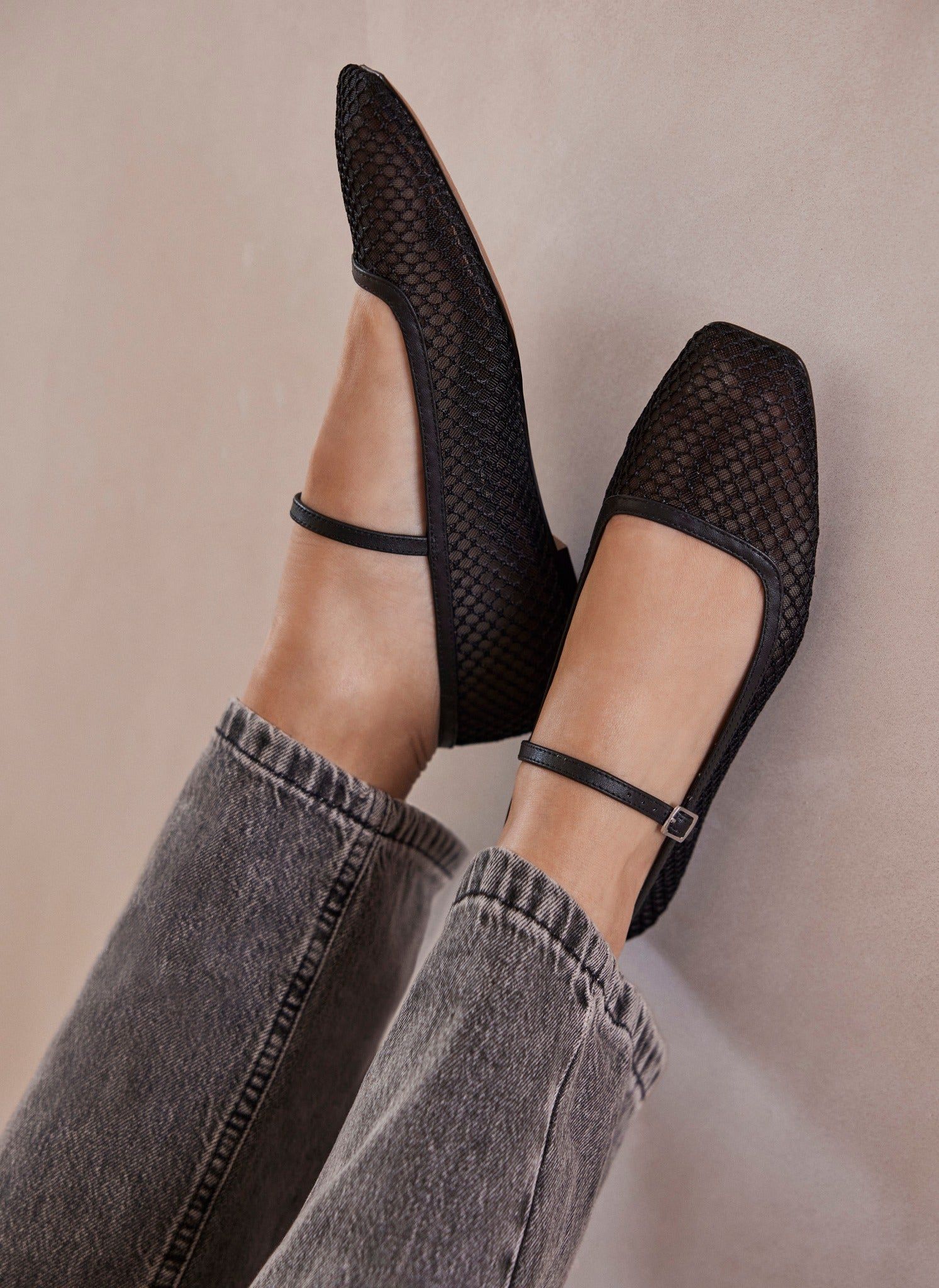 Black Mesh Ballet Pumps