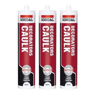 Pack of 3, Soudal Decorator Caulk Gap & Crack Filler Acrylic Silcone Adhesive Sealant