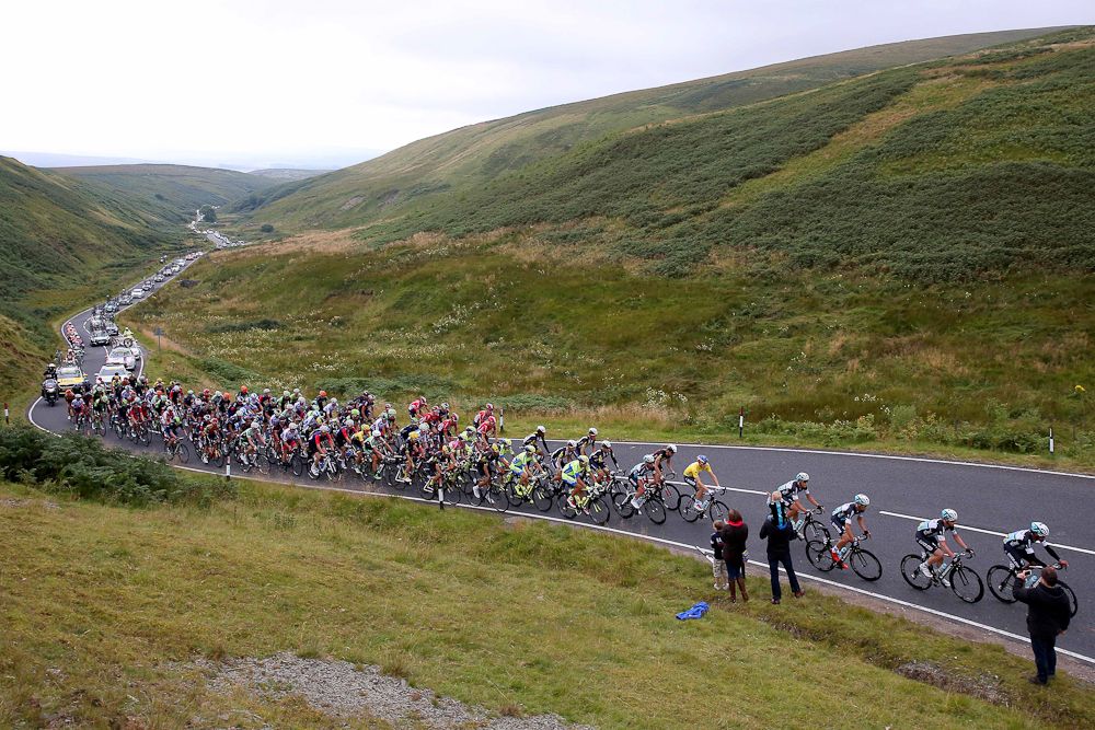 The peloton in action during stage 3 of the 2015 Tour of Britain.