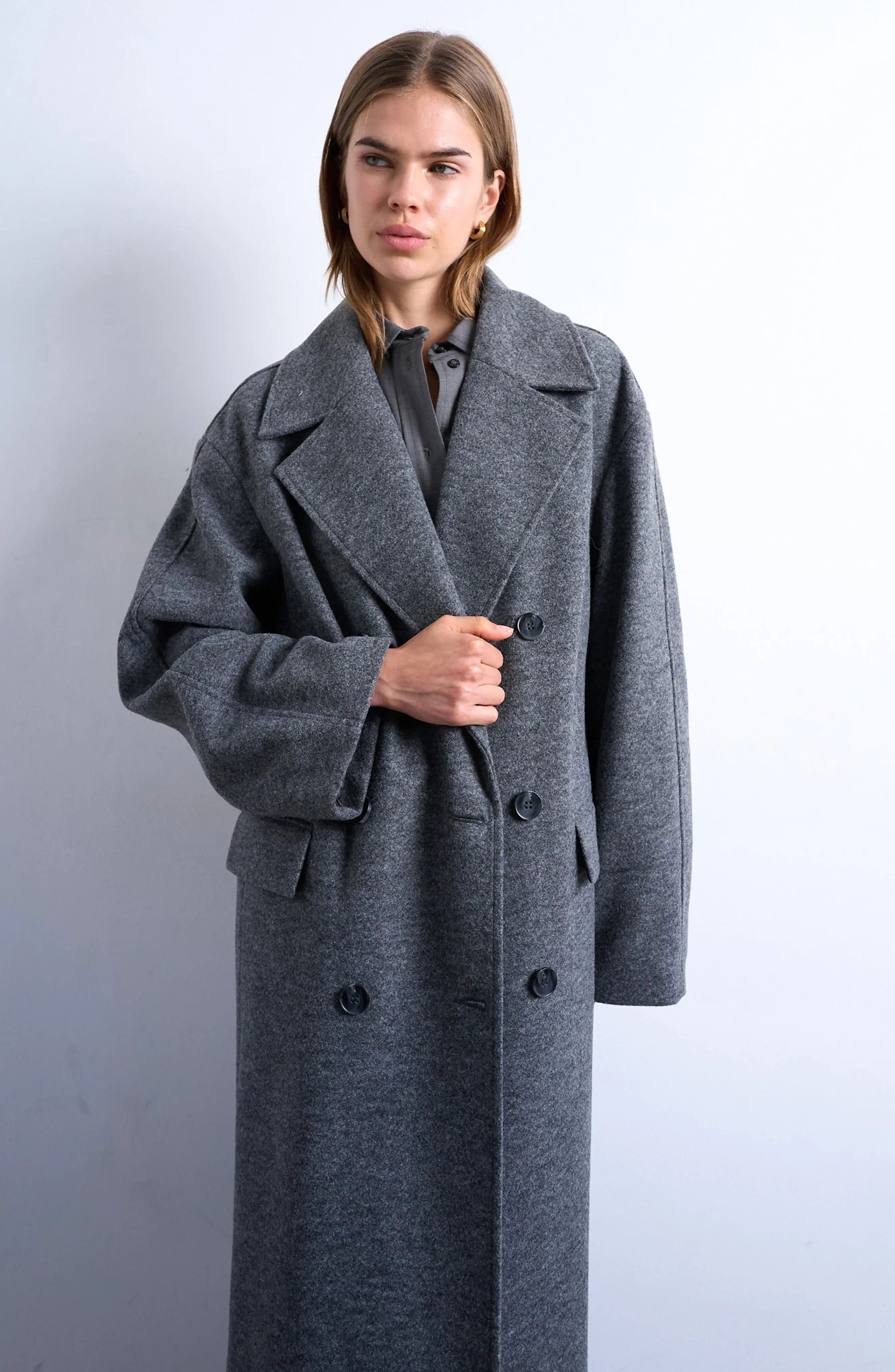 Topshop, Double Breasted Long Coat
