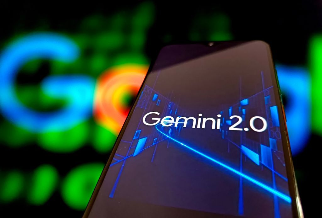 The logo of Gemini 2.0, the next generation of Google&#039;s artificial intelligence (AI)-model family, is seen on a smartphone screen