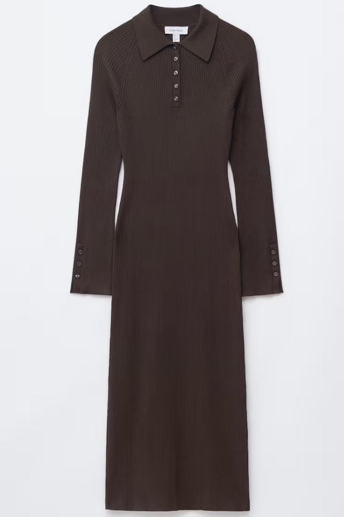 & Other Stories, Rib-Knit Polo Midi Dress