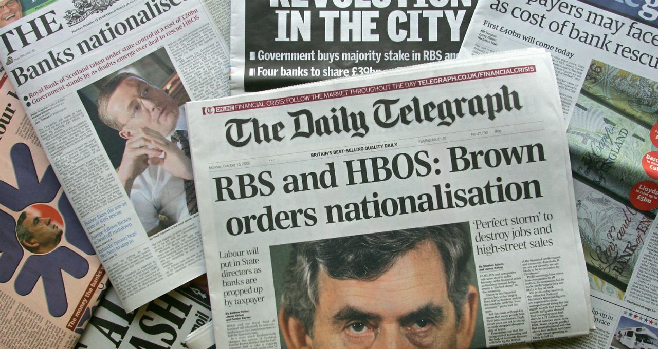 Newspapers report that the UK would invest up to £37bn to bail out Royal Bank of Scotland and other banks