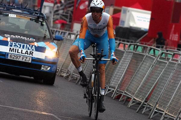 David Millar (Garmin-Slipstream) had to contend with slippery wet roads once again.