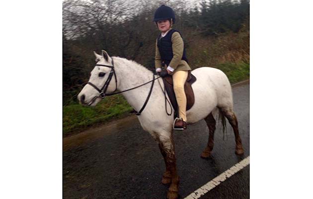 Ellie McDowell, aged seven, out hunting for the first time with the North Down Hunt in Northern Ireland