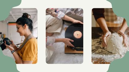 Collage image of the best hobbies for women in their 30s