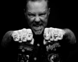 Metallica Riff Life written on knuckles of James Hetfield