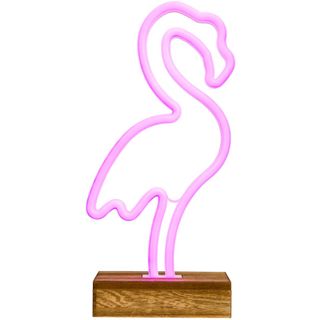 flamingo neon light with white background
