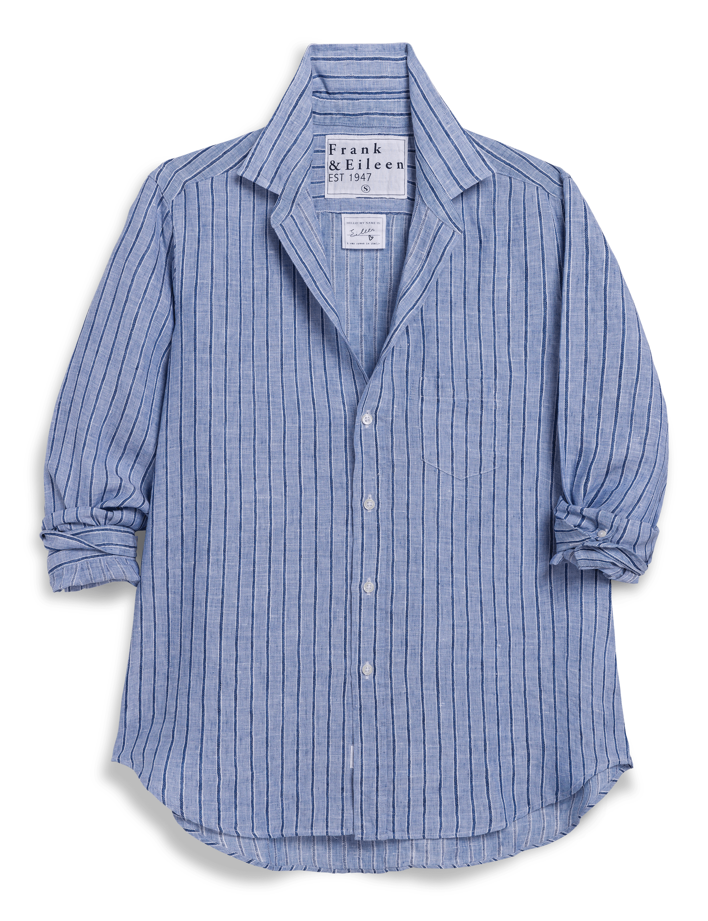 Eileen Blue and Navy Stripe, Italian Classic Linen
