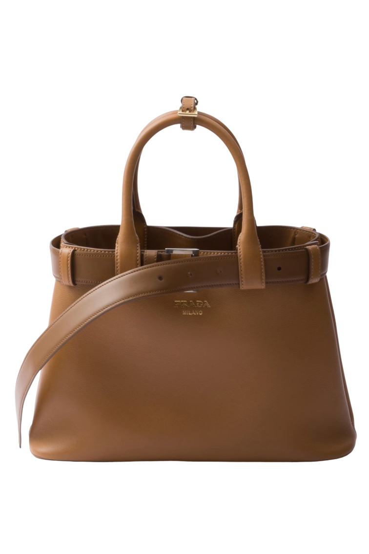 Prada, Prada Buckle Small Leather Handbag With Belt