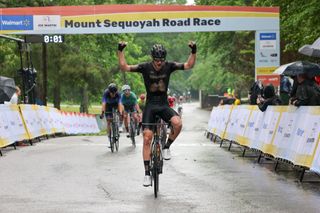 Riley Sheehan of Denver Disruptors wins rainy stage 2 on Mount Sequoyah at Joe Martin Stage Race