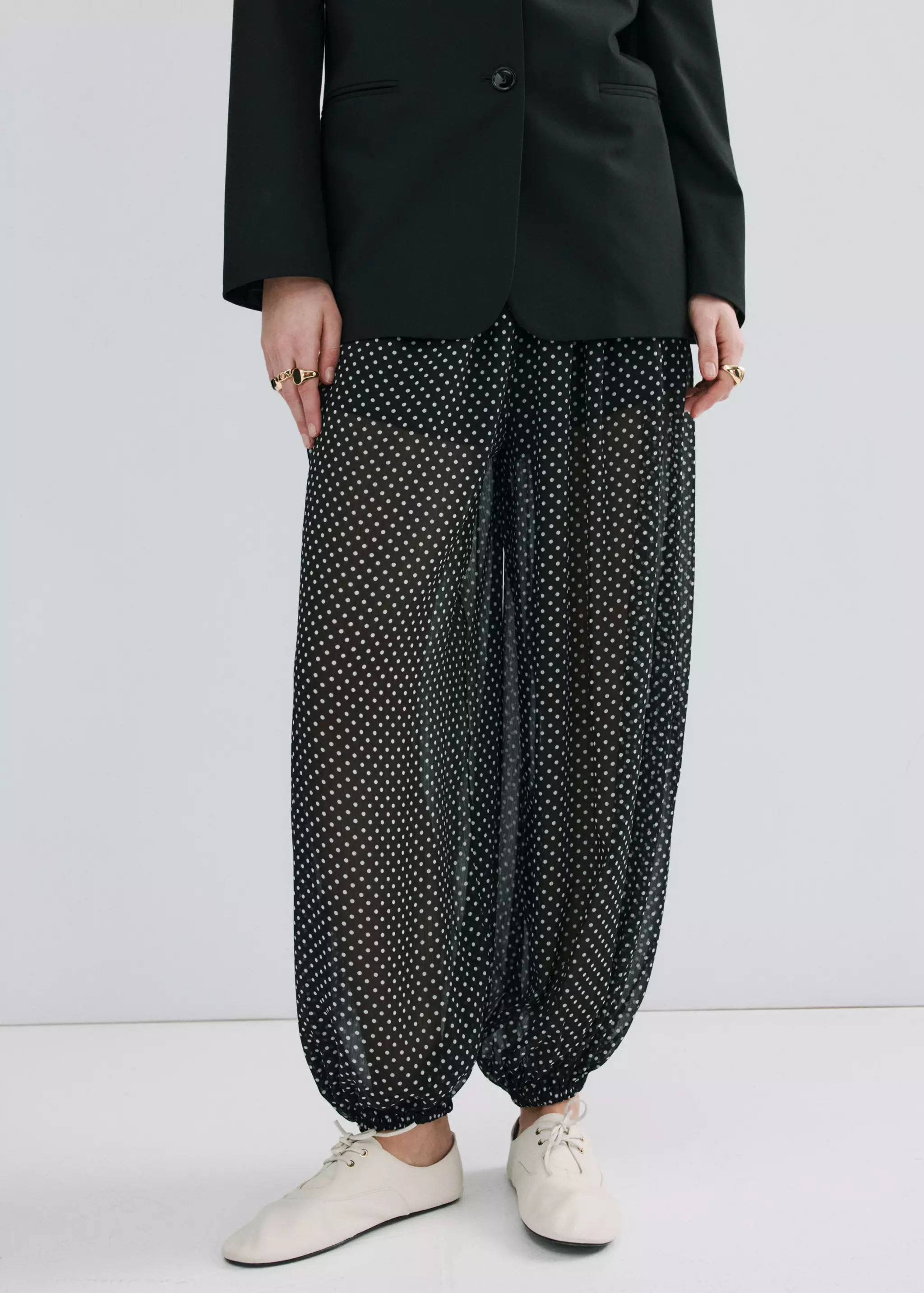 Polka-Dot Baggy Pants - Women | Mango Usa