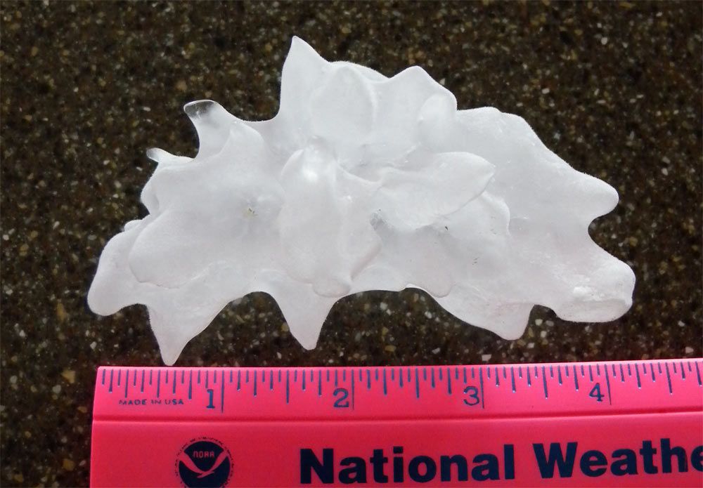 Record-setting hailstone from the Hawaii &#039;supercell&#039; thunderstorm that hit the Hawaiian island of Oahu on March 9, 2012. 