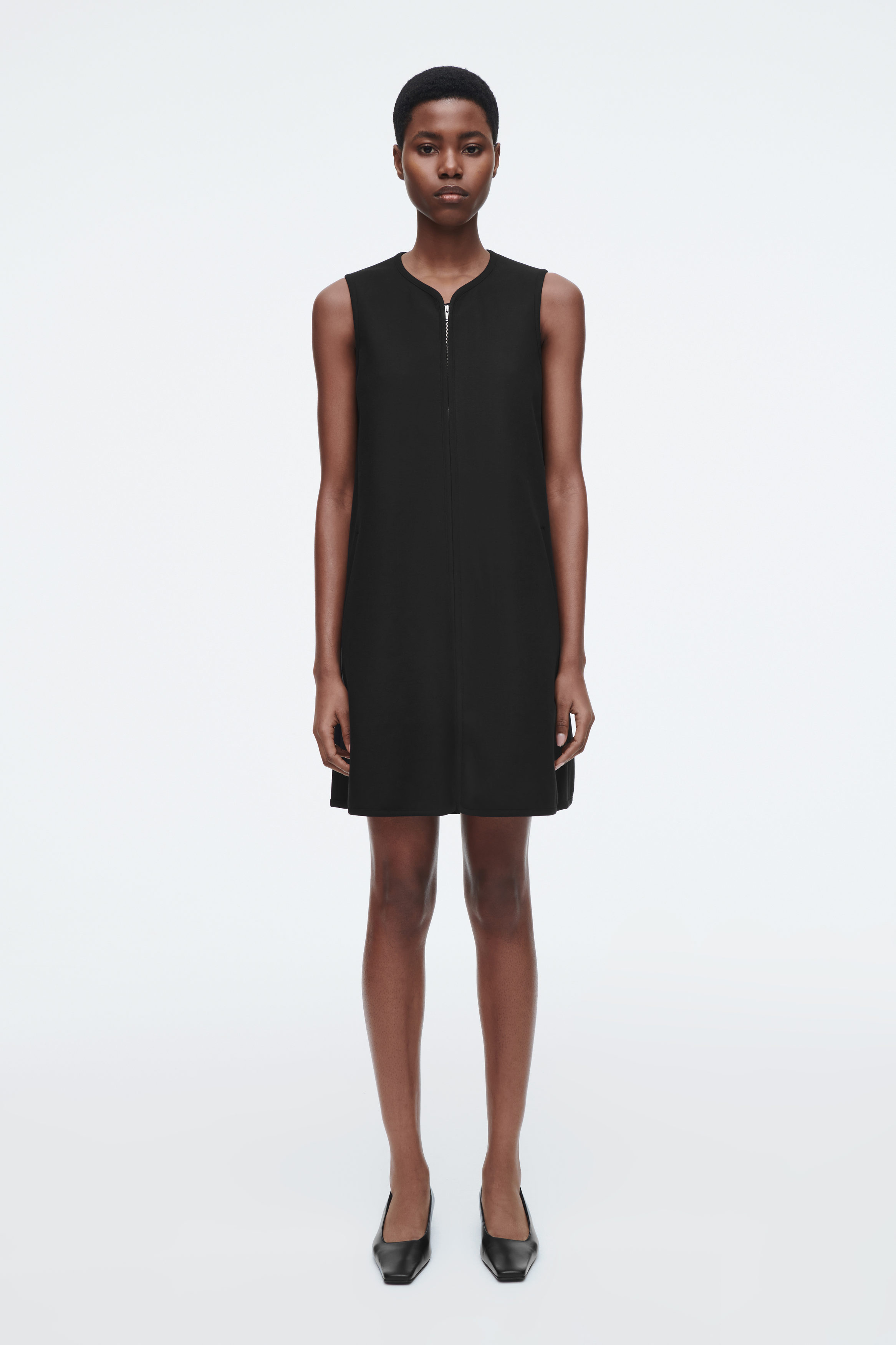 Scuba-Jersey Zip-Up Mini Dress