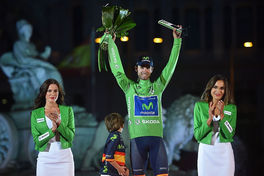 Alejandro Valverde on the final 2015 Vuelta podium.
