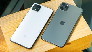 Pixel 4 XL (left) and iPhone 11 Pro Max (right)
