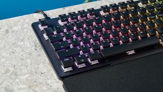 A black Turtle Beach Vulcan II TKL Pro wired gaming keyboard with Hall Effect magnetic switches