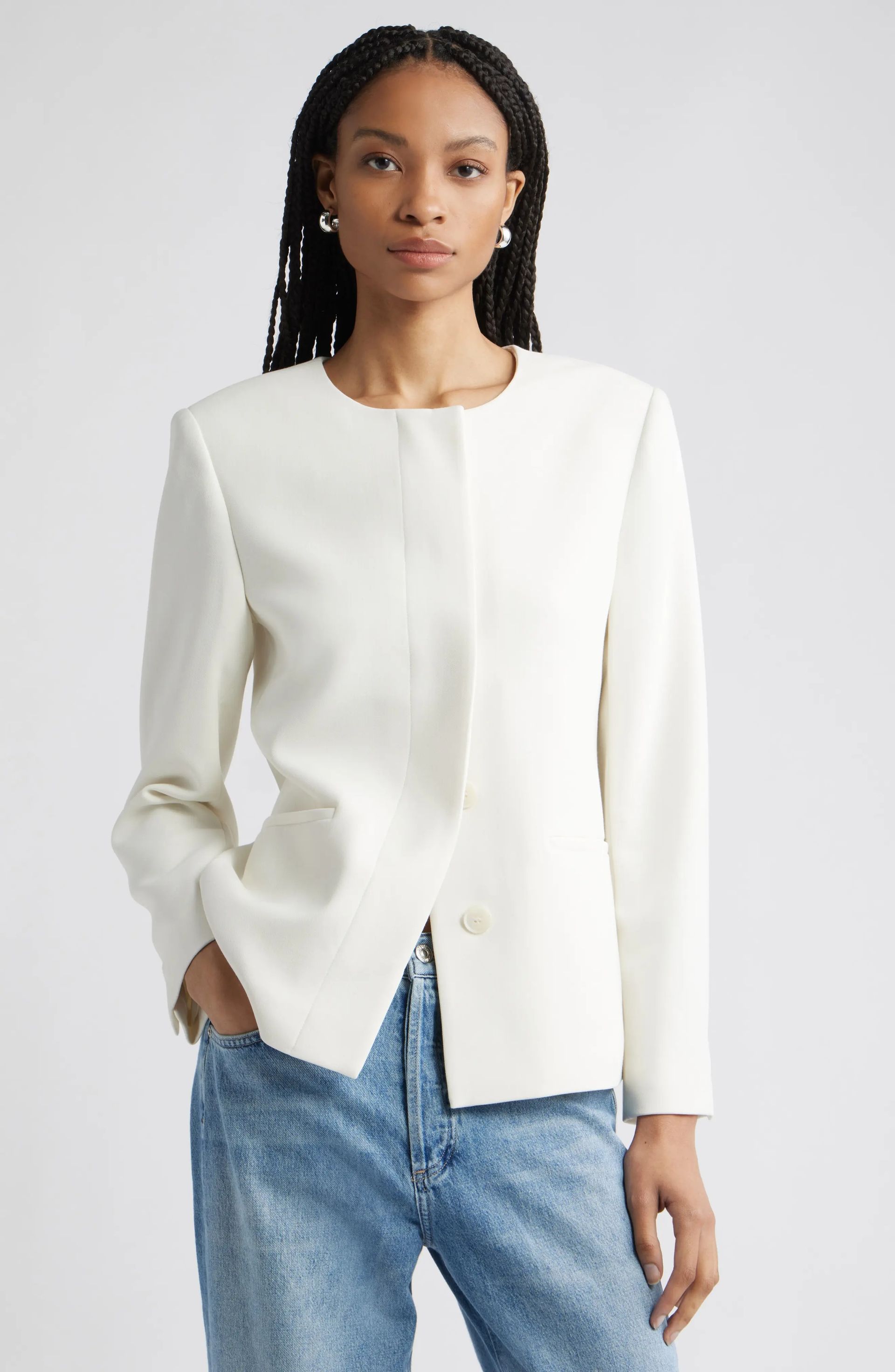 Nordstrom, Collarless Twill Blazer