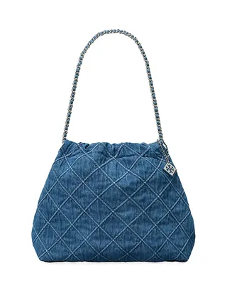 Fleming Quilted Denim Drawstring Shoulder Bag