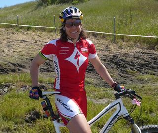Rebecca Rusch (Specialized) on her way to check out the cross country course at the Sea Otter Classic